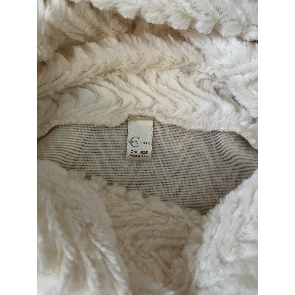 Est. 1946 Shawl Cream Faux Fur poncho Wrap Sz S - Picture 7 of 7